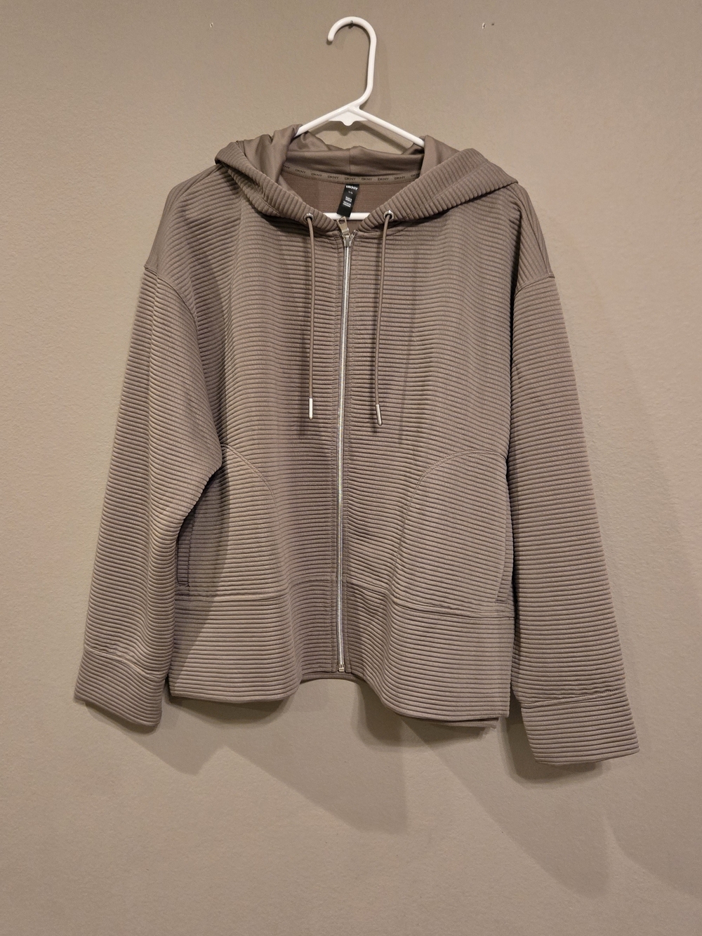 DKNY Ribbed Zip-Up Hoodie in Green NWT